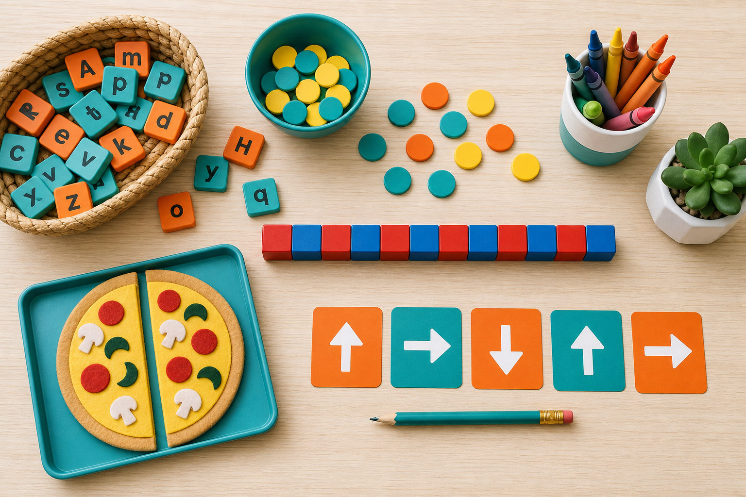 Play-based Ontario Kindergarten activities for phonics, counting, patterns, fractions, and coding