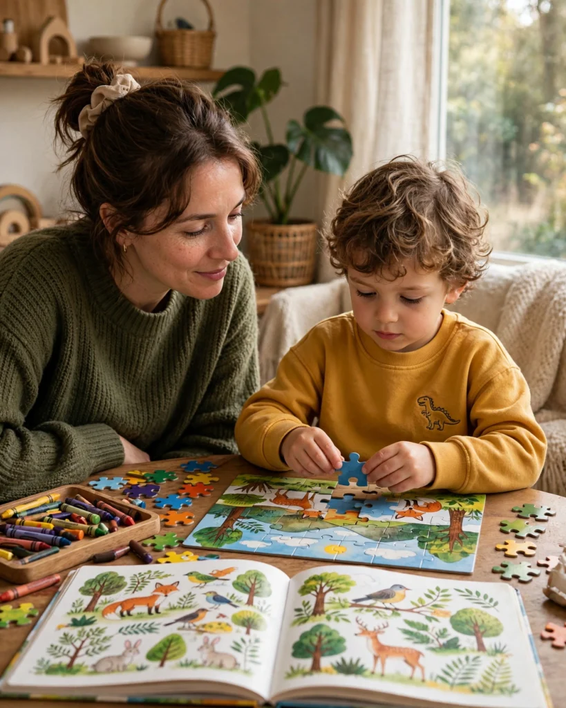 Young child focusing on learning activities for kindergarten readiness